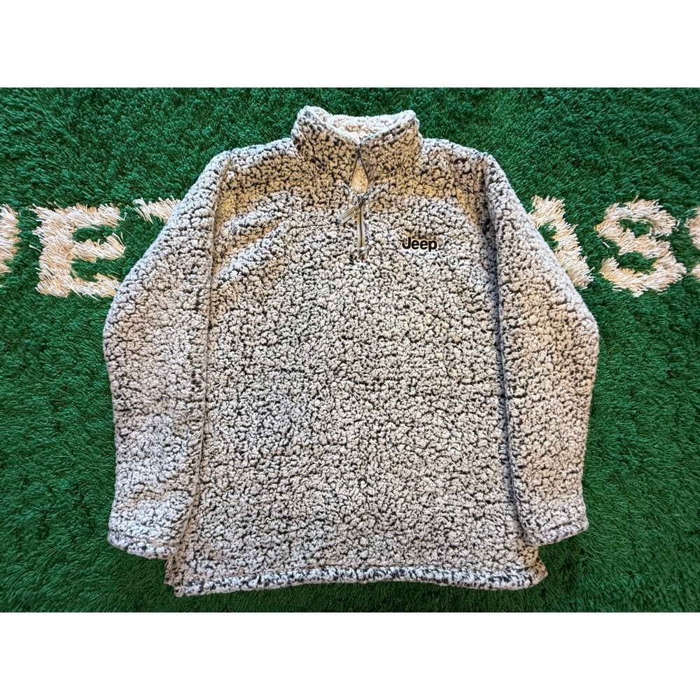 Jeep J. America Sherpa Pullover Mens XXL Gray Excellent Quarter Zip Fleece